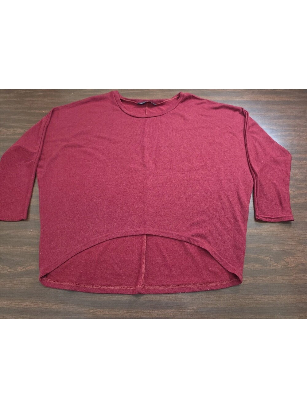 Zenzea L Burgundy Red High Low Top Long Sleeve Tunic Blouse Relaxed Lagenlook